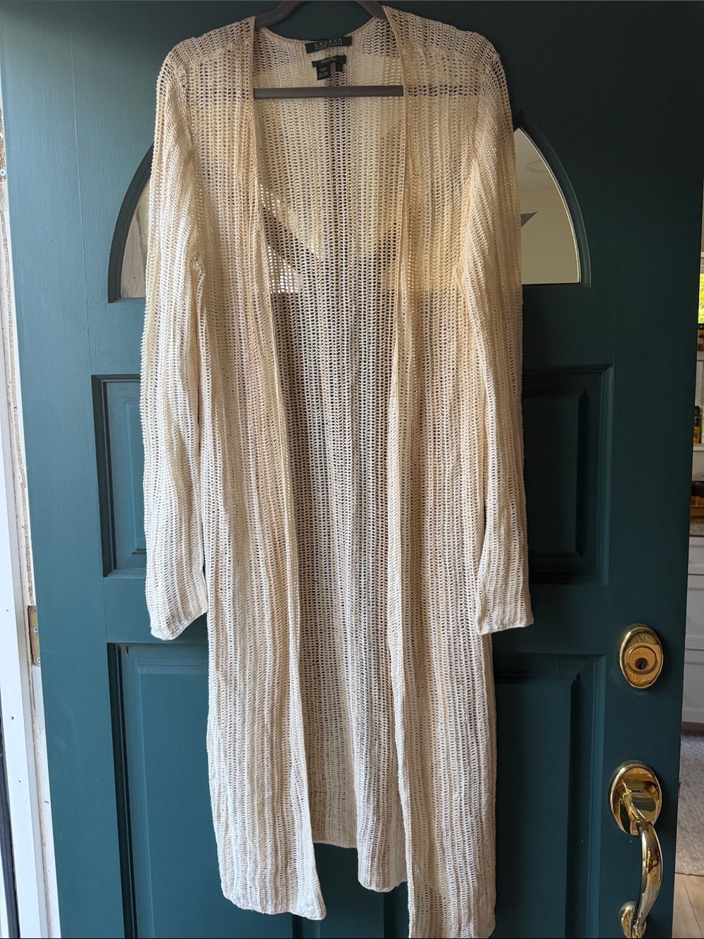 Ralph Lauren Open Knit Long Cardigan Cream